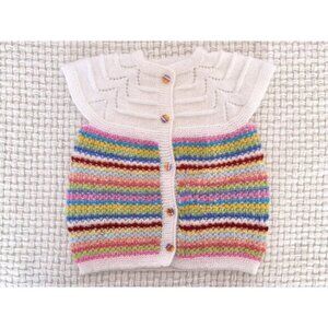 Hand knit 🧶 Colorful Short Sleeve Cardigan